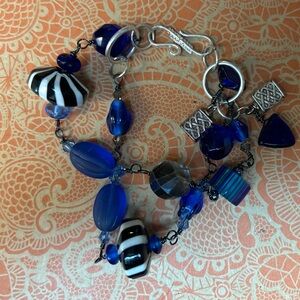 Glass Bead Charm Bracelet with cool black wire!